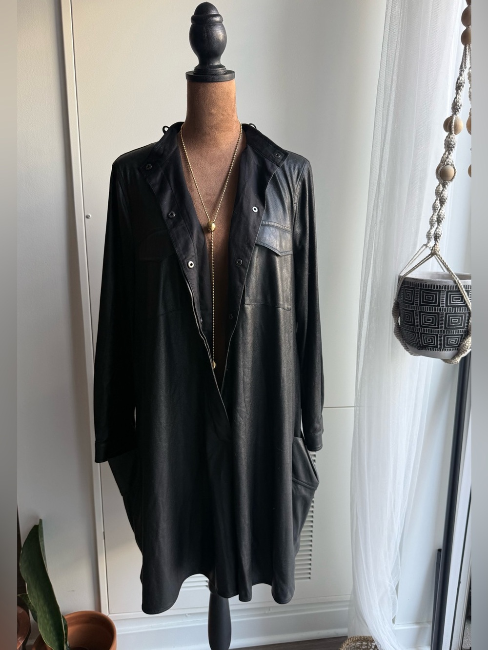 BCBGMaxAzria Black Asymmetrical Shirt Dress